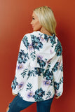 White Floral Half Zip Windbreaker