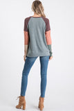 Sage Color Block Sleeve Crew