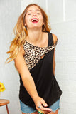 Black Cut Out Animal Print Sleeveless Top