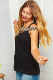 Black Cut Out Animal Print Sleeveless Top