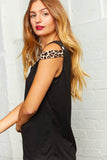 Black Cut Out Animal Print Sleeveless Top