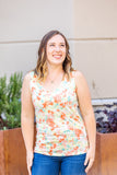 Callie Criss Cross Tank- Orange Watercolor