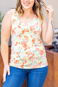 Callie Criss Cross Tank- Orange Watercolor