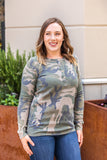 Harper Long Sleeve Henley - Army Green Camo