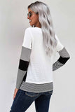 Stylish Colorblock Splicing Stripes Top