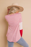 Red Heart Sequins Striped Long Sleeve Top