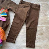 Ribbon-Festooned Brown Turkey Tutu Tunic with Leggings (Fall 2021071088)