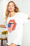 White Boat Neck Patriotic Graphic Tee