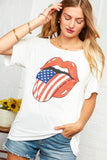 White Boat Neck Patriotic Graphic Tee