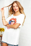 White Boat Neck Patriotic Graphic Tee