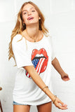 White Boat Neck Patriotic Graphic Tee