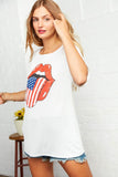 White Boat Neck Patriotic Graphic Tee