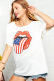 White Boat Neck Patriotic Graphic Tee