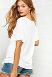 White Boat Neck Patriotic Graphic Tee