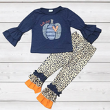 Hello Fall Indigo Pumpkin Leopard Heart Outfit (FSP2007)-sparkledots-sparkledots