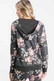 BLACK FLORAL PRINT HOODIE