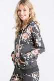 BLACK FLORAL PRINT HOODIE