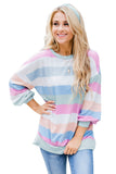 Multicolor Striped Colorblock Long Sleeve Pullover Sweatshirt