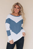 Blue Accent Long Sleeve Knit Top