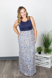 Fall Navy Floral Maxi Dress