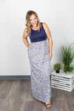 Fall Navy Floral Maxi Dress