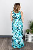 Blue Marble Maxi Dress SHORTER CUT