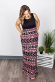 Dark Pink Aztec Maxi Dress