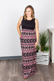 Dark Pink Aztec Maxi Dress