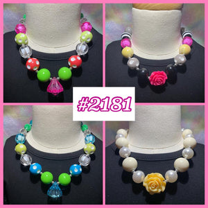 Colorful Gems & Roses Necklace 4 Pack (#2181)