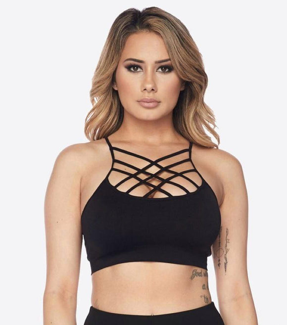 Black Cross Seamless Bra