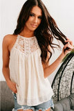 White Swiss Dot Lace High Neck Top