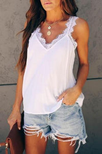 White Facade Lace Cami Tank Top