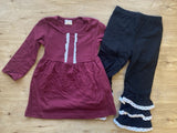 Burgundy/Black Ruffle Accent Outfit (MYS 2021083002)-sparkledots-sparkledots