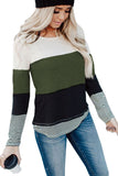 Stylish Colorblock Splicing Stripes Top