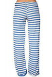 Blue White Striped Wide Leg Pants