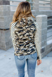 Ampersand Ave doublehood sweatshirt-camo & stripe