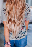 Light Gray Leopard Printed Criss-Cross Tee