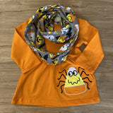 Spooky Appliqued Spideycorns Orange Scarf Set (Fall 2021071039)