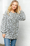 Grey Animal Soft Hacci Knit Top