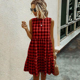 Jocoo Jolee Women Elegant Plaid Sundress Casual Summer Sleeveless A Line Dress Retro Beach Dress Evening Party Dress Vestidos