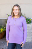 Harper Long Sleeve Henley - Lavender