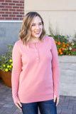 Harper Long Sleeve Henley - Rose