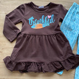 "Thankful" Feather Brown & Teal Pant Set-sparkledots-sparkledots