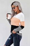 Stylish Colorblock Splicing Stripes Top