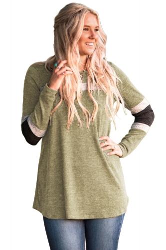 Army Green Sweater Tunic with Blocks