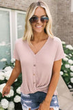 Pink Button Down Front Knitwear Blouse