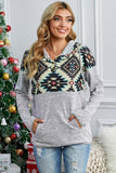 Gray Tribal Geometric Print Hoodies with Pocket