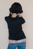 Cowl Neck Sequin Leopard Splicing Hoodie