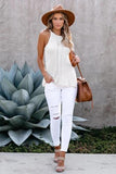 White Keyhole Knit Tank Top