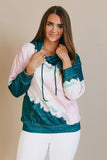 Green Hooded Tie Dye Print Pocket Casual